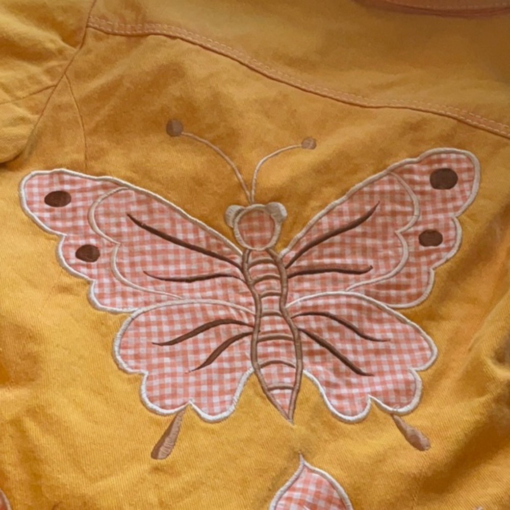 Vintage 1970’s Dotti Didit Festival Butterfly Embroidered Yellow Denim Jacket - Picture 13 of 13